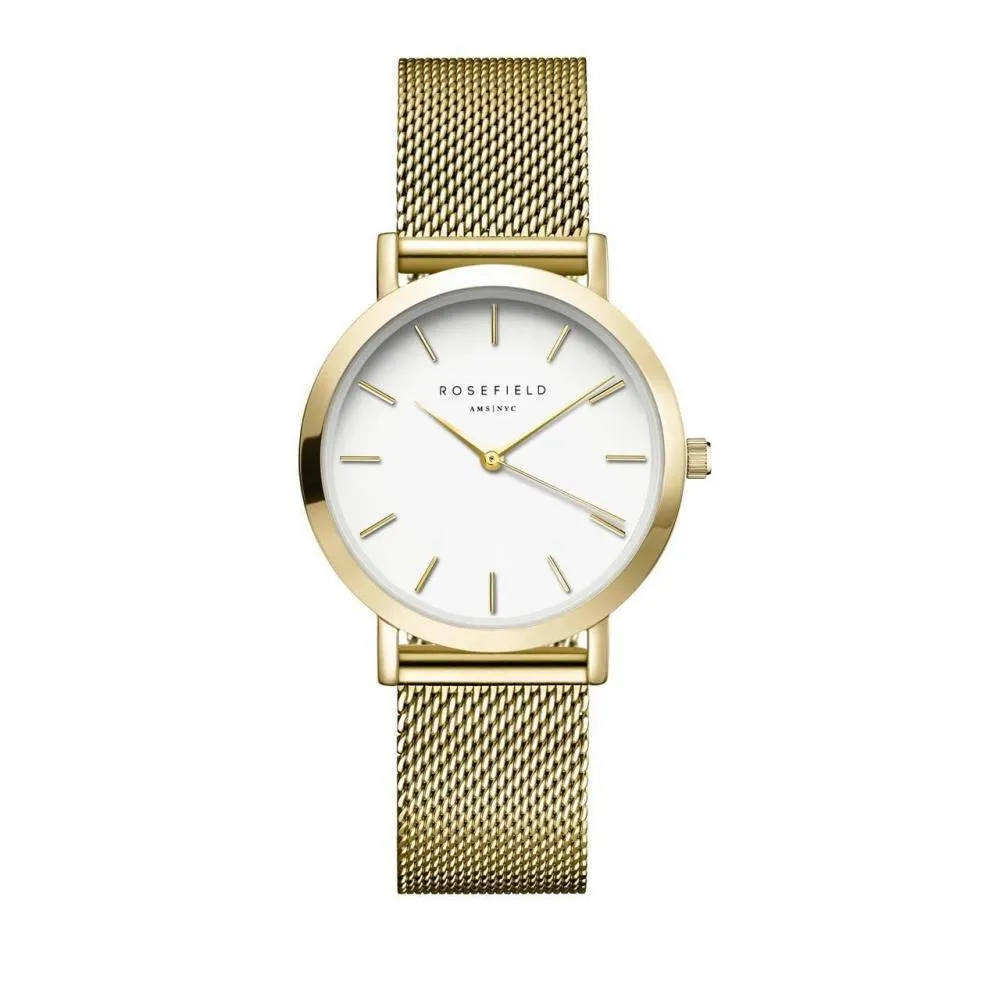 Elegante goldene Mesh-Armbanduhr