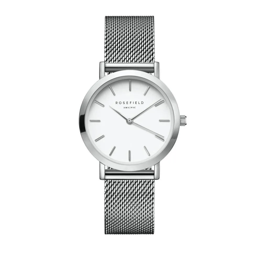 Minimalistische silberne Mesh-Uhr