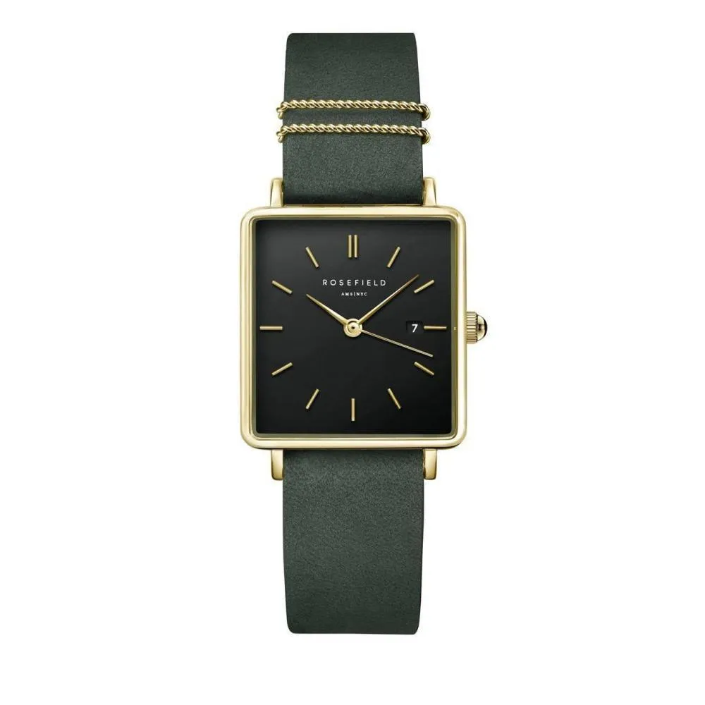 Eckige Schwarzes Zifferblatt Lederuhr
