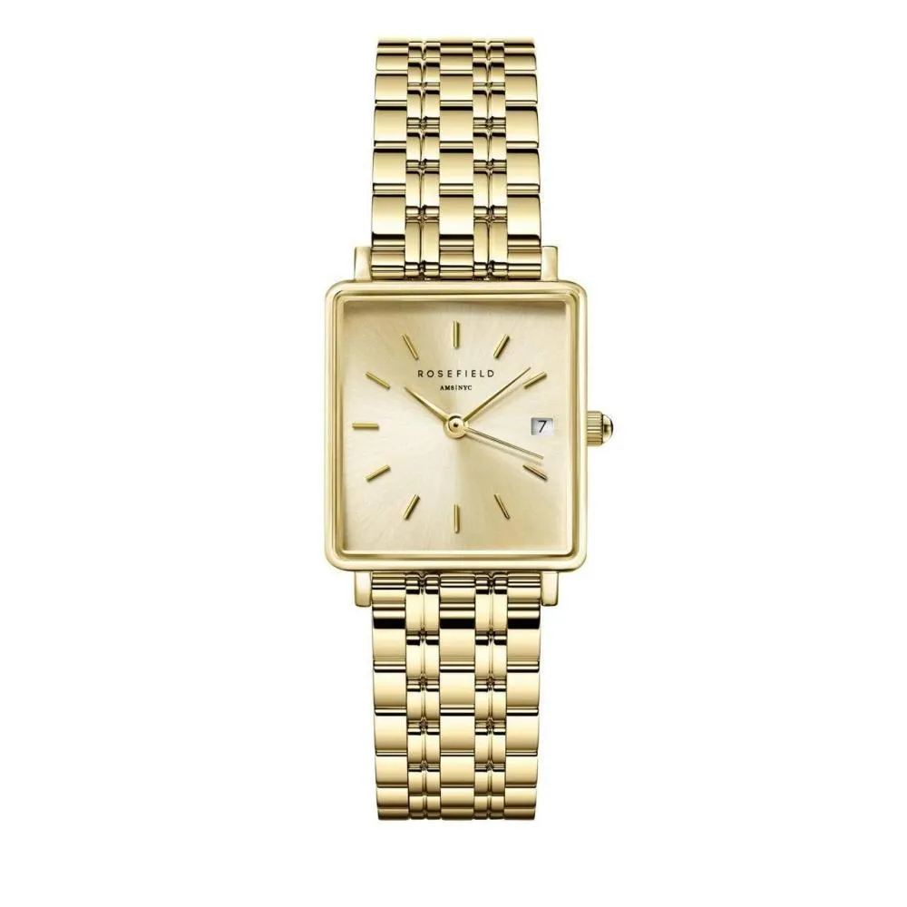 Elegante quadratische goldene Damenuhr