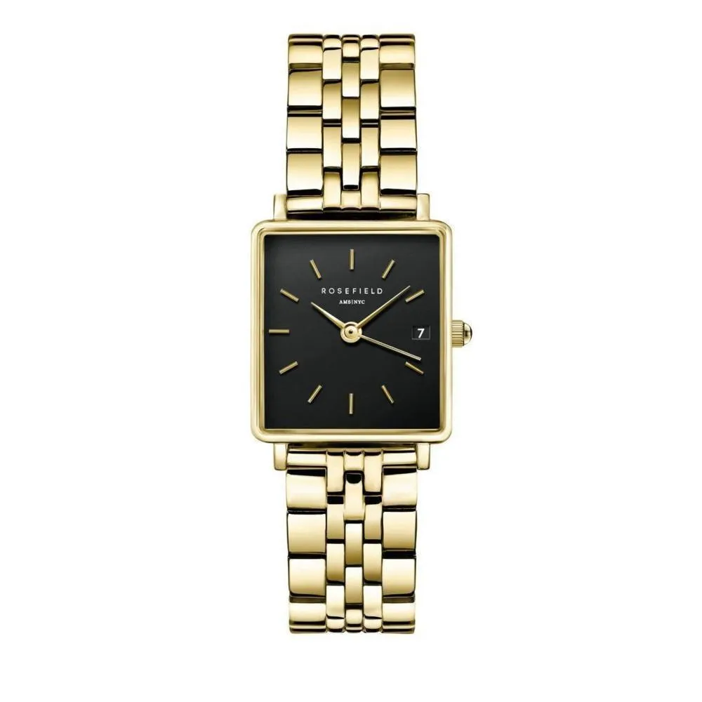 Quadratische goldfarbene Armbanduhr