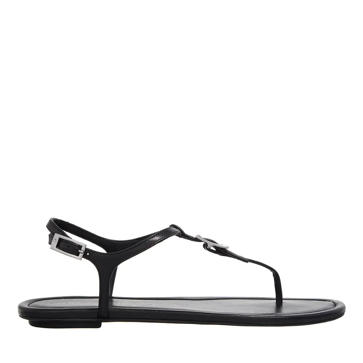 Schwarze T-Strap Sandale mit Schnalle