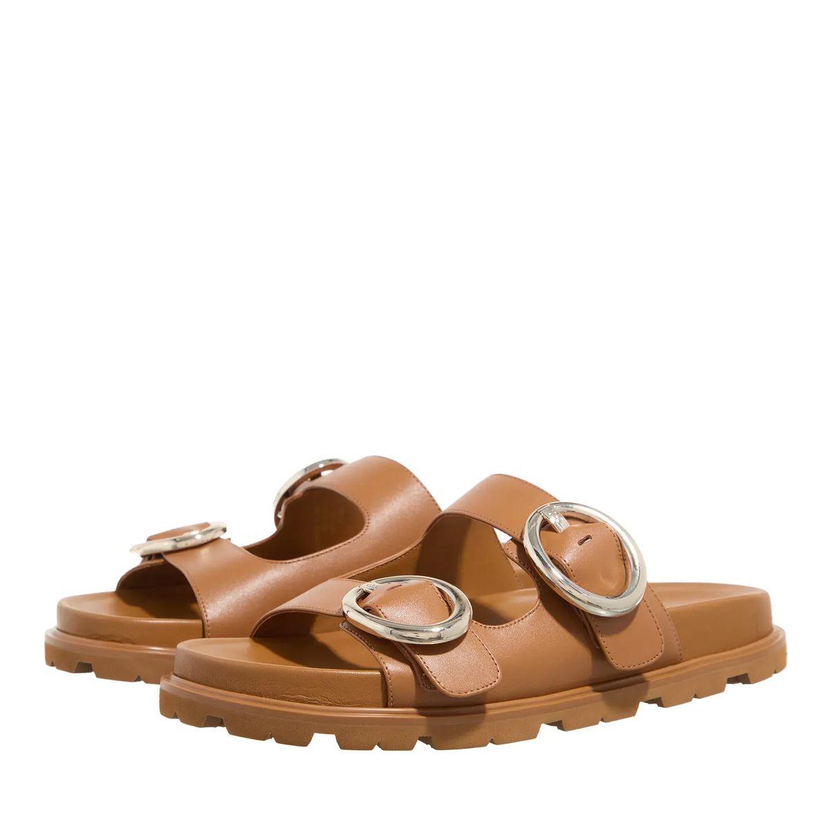 Leder Pantoletten mit Schnalle