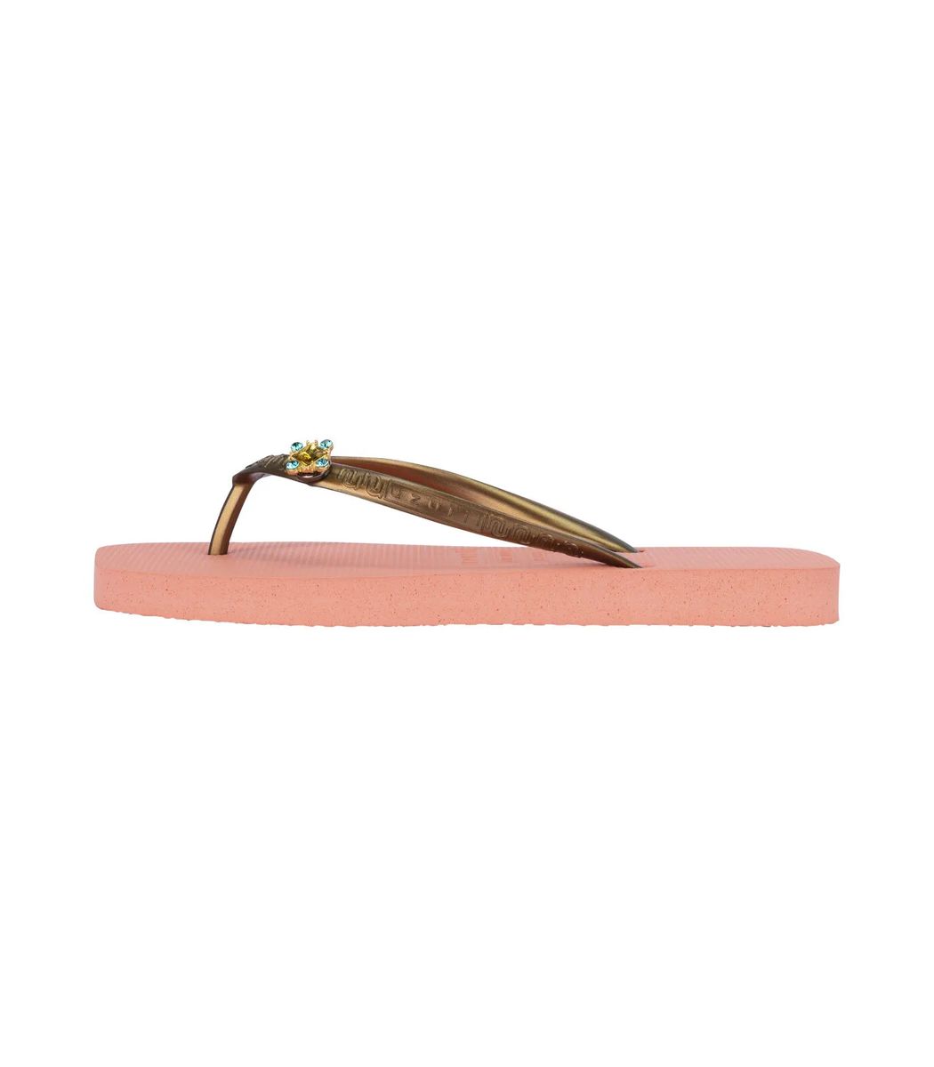 Zehentrennersandale mit Schmucksteinen in Pink