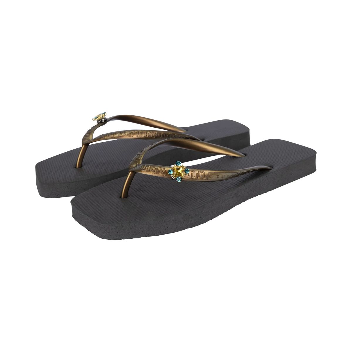 Verzierte Zehentrenner Sandalen mit geflochtenem Riemen