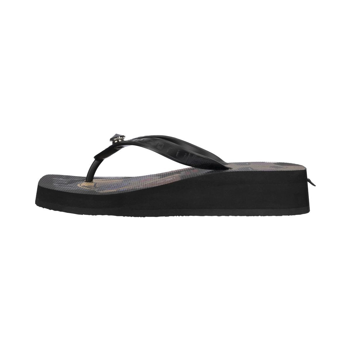 Zehentreffen-Sandalen mit Grafikdruck und Plateau
