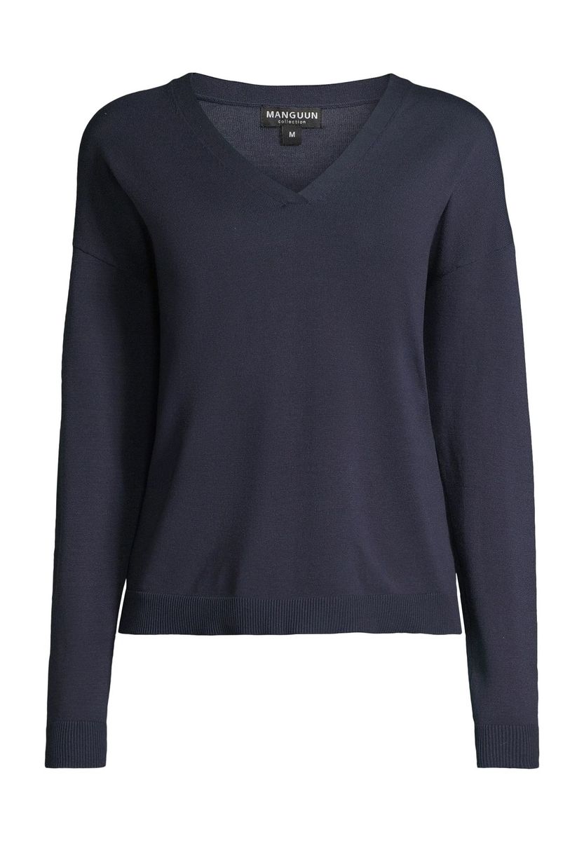 Klassischer Feinstrickpullover mit V-Ausschnitt