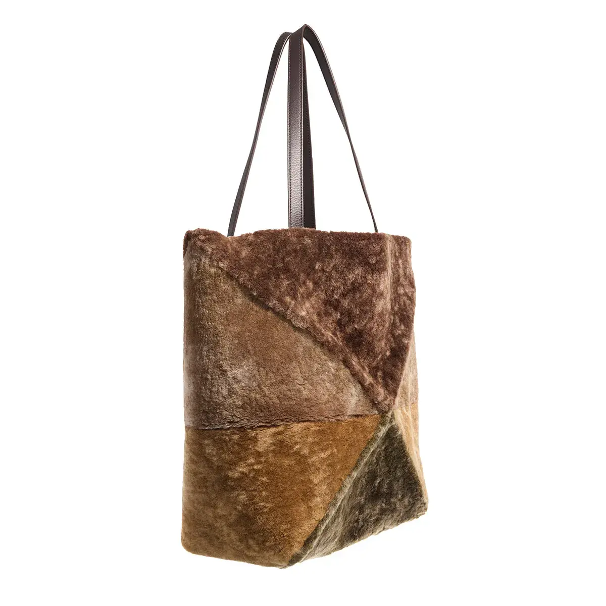 Große Patchwork Shearling Tragetasche