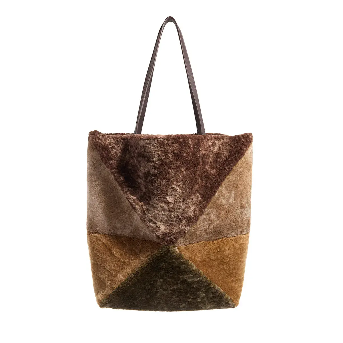 Große Patchwork Shearling Tragetasche