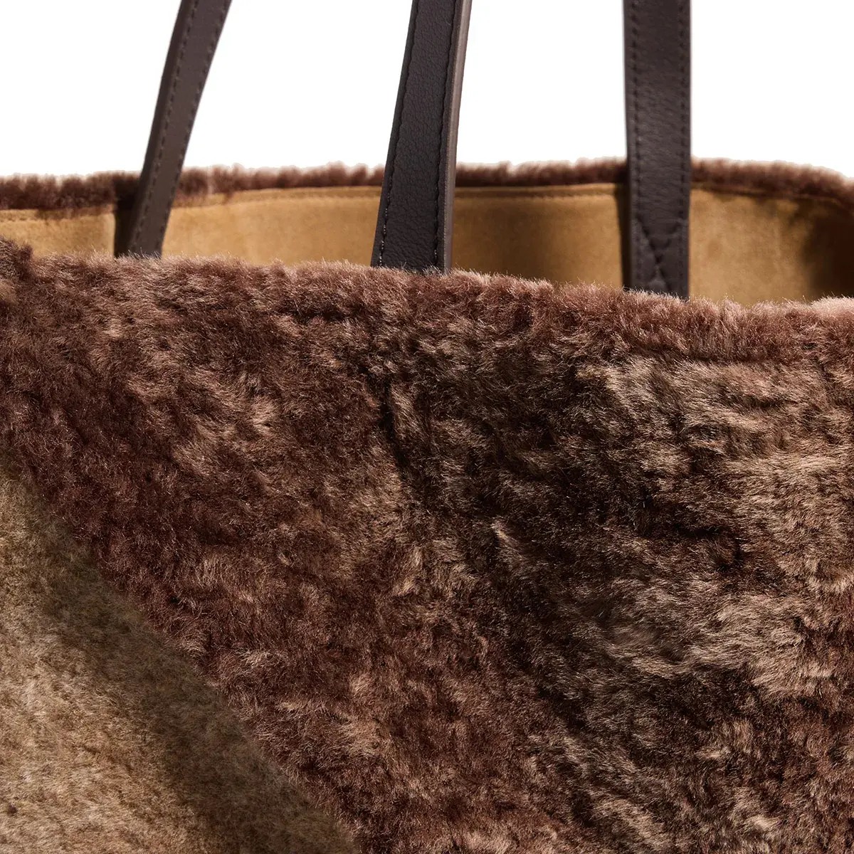 Große Patchwork Shearling Tragetasche