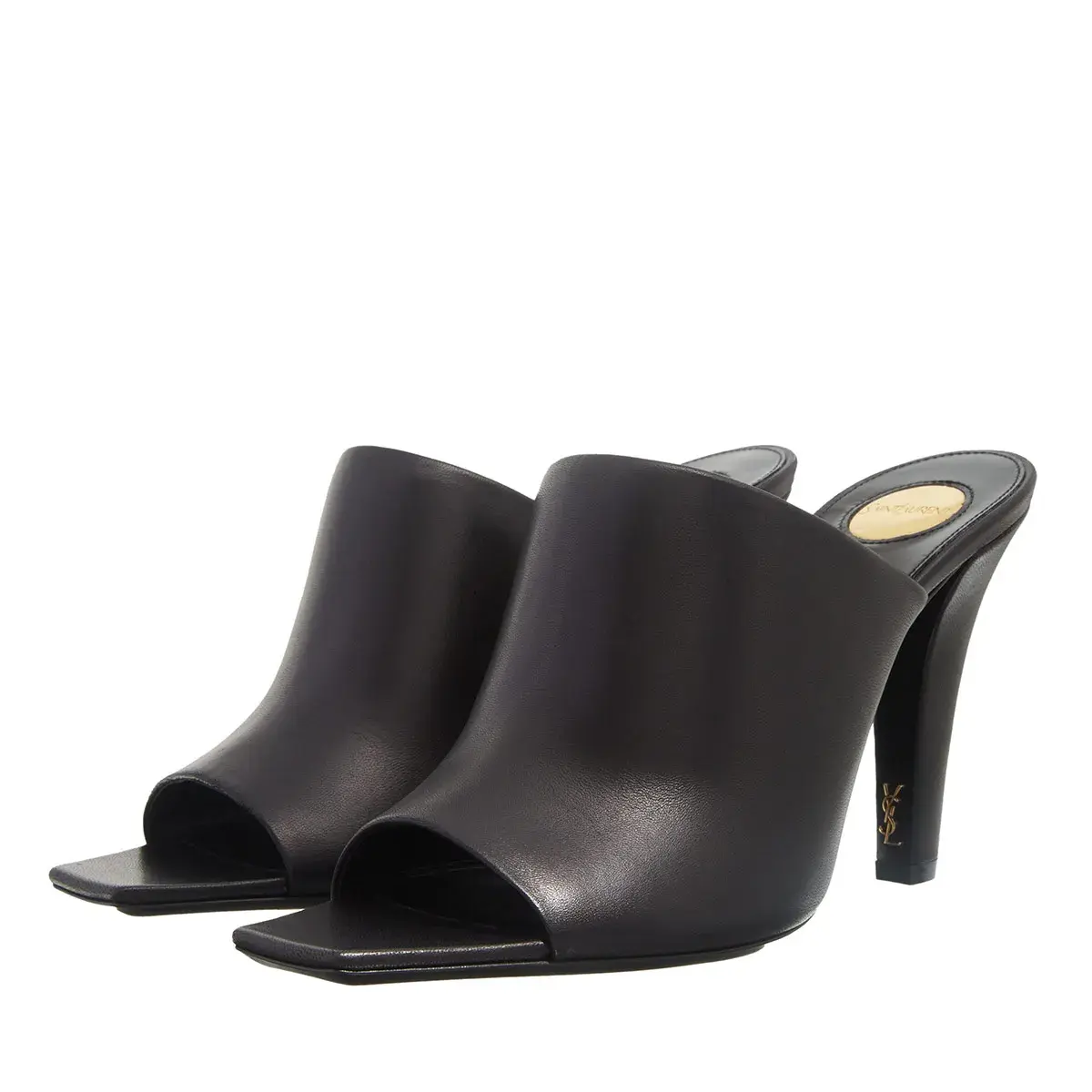 Schwarze Mules mit Absatz