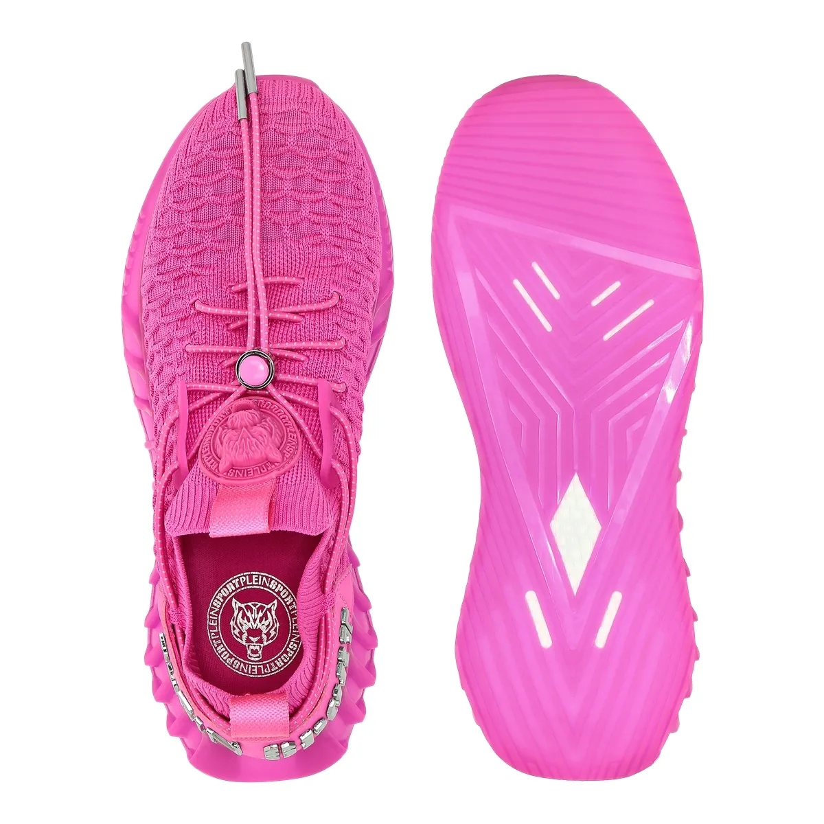 Pinkfarbene gestrickte Low-Top-Laufschuhe