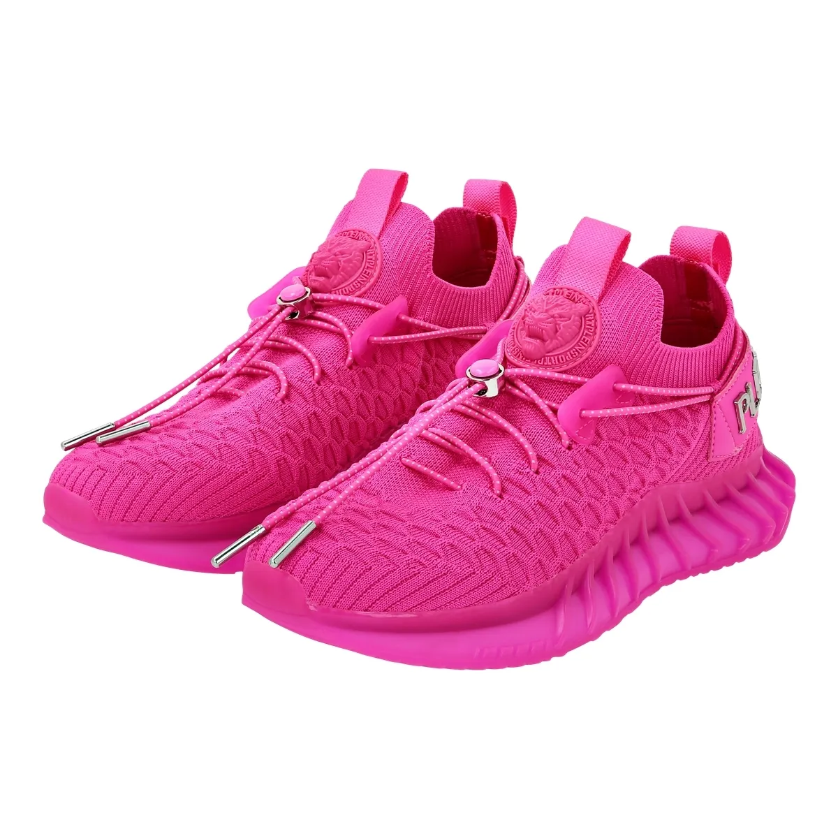 Pinkfarbene gestrickte Low-Top-Laufschuhe
