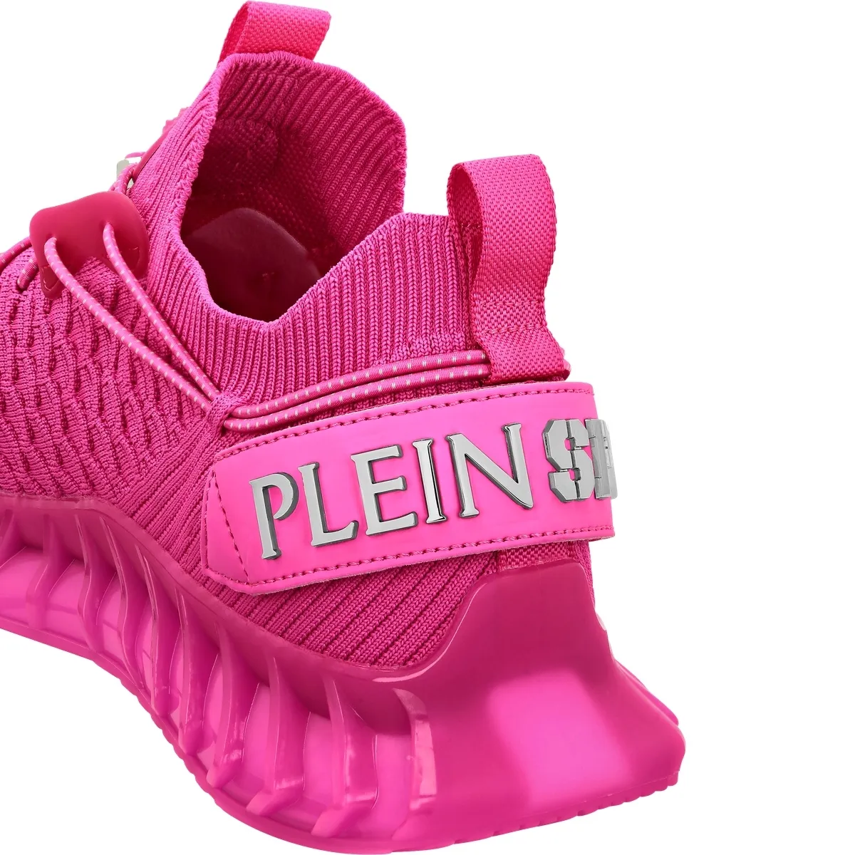 Pinkfarbene gestrickte Low-Top-Laufschuhe