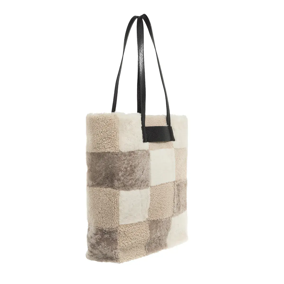 Patchworkmuster Shearling Tragetasche
