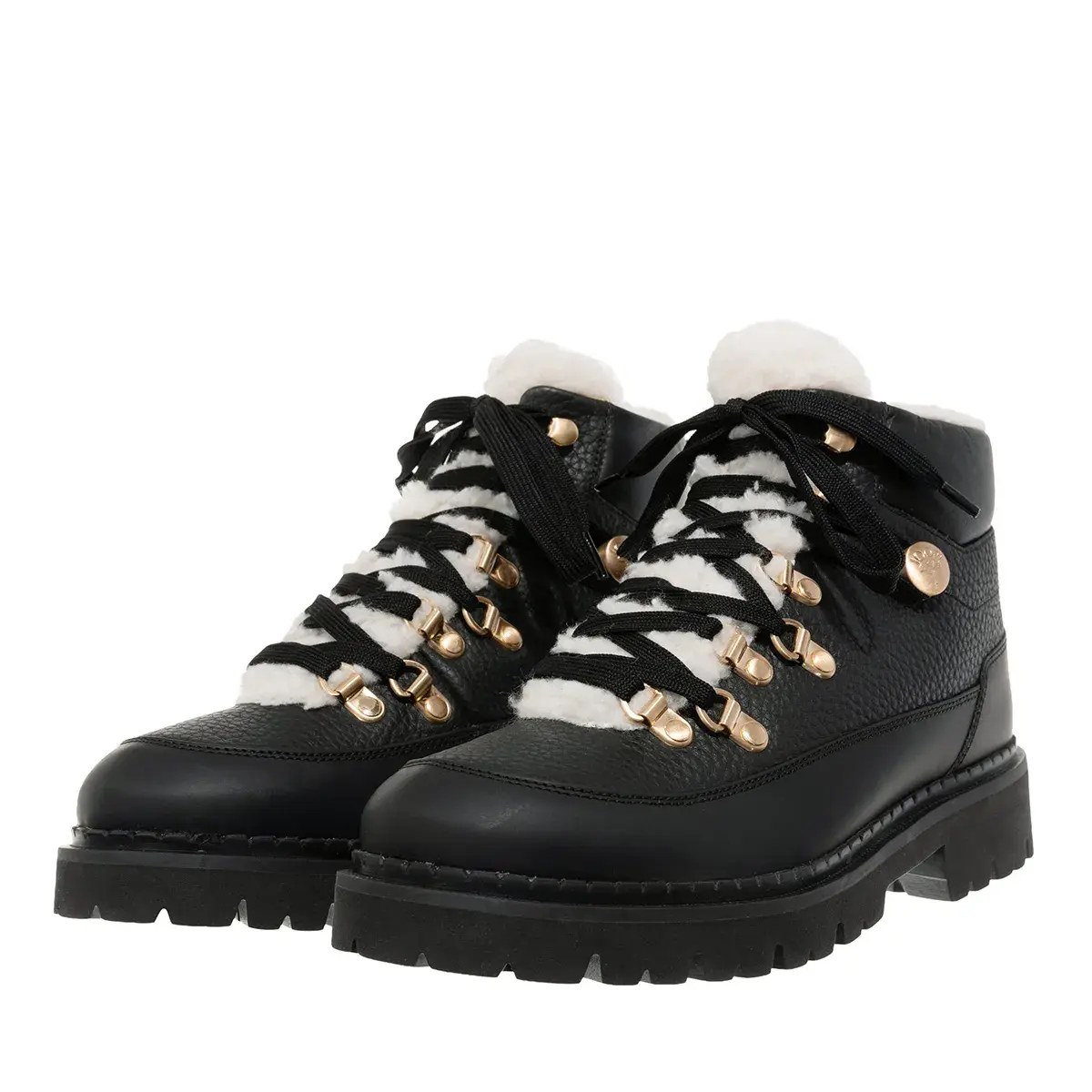 Schwarze Wanderstiefel mit Shearlingfutter