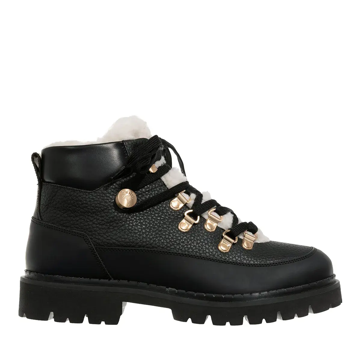 Schwarze Wanderstiefel mit Shearlingfutter
