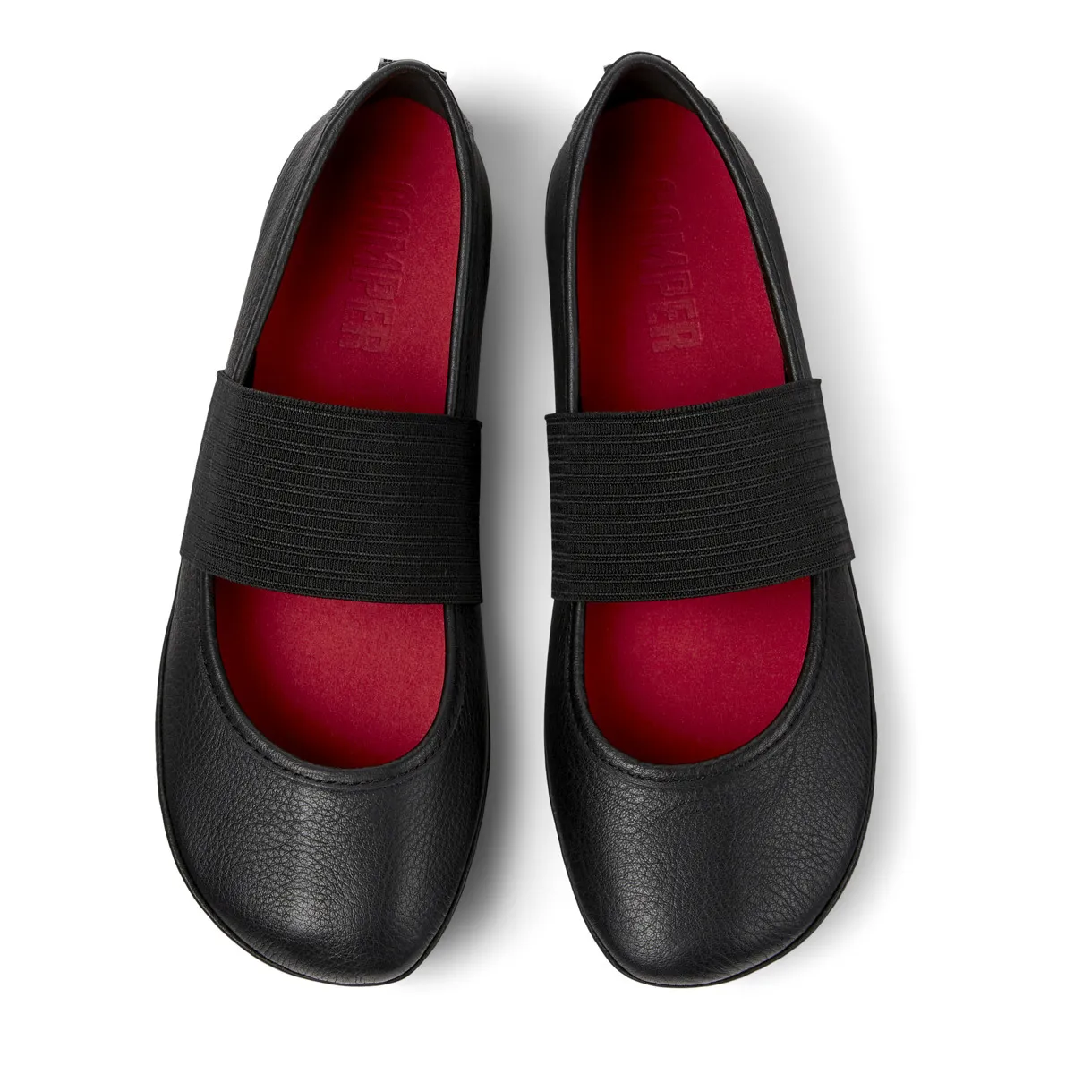 Schwarze Ballerinas mit elastischem Riemen