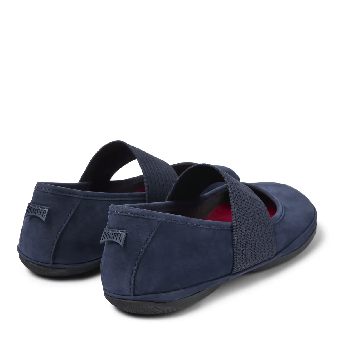 Marineblaue Ballerinas aus Wildleder mit Gummiband