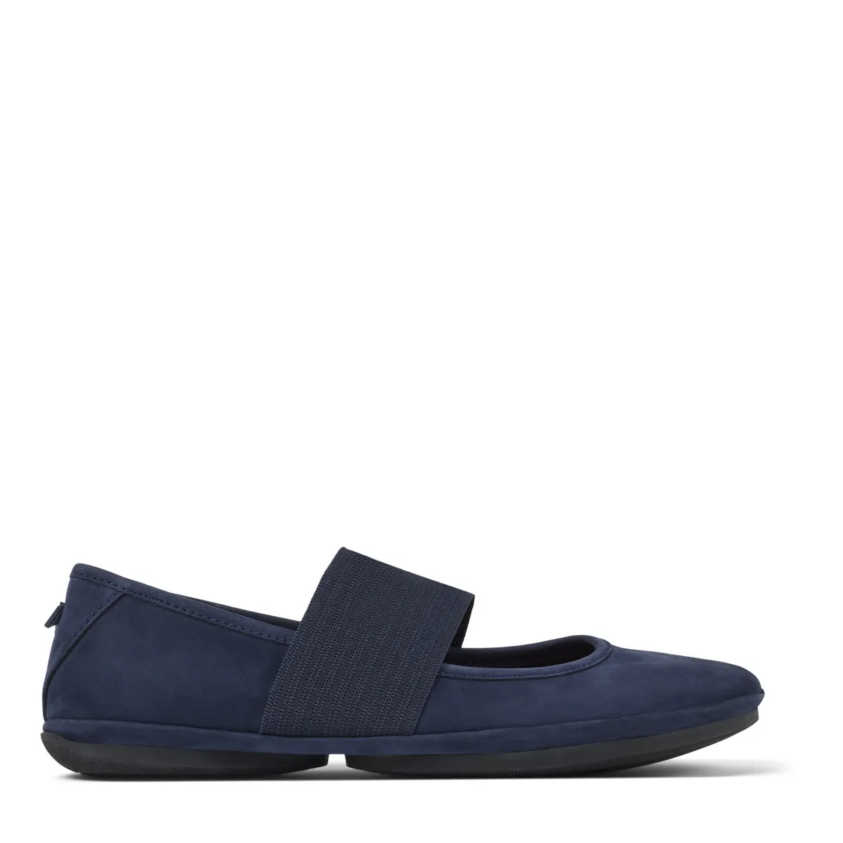 Marineblaue Ballerinas aus Wildleder mit Gummiband