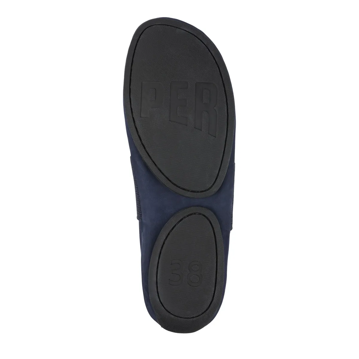 Marineblaue Ballerinas aus Wildleder mit Gummiband
