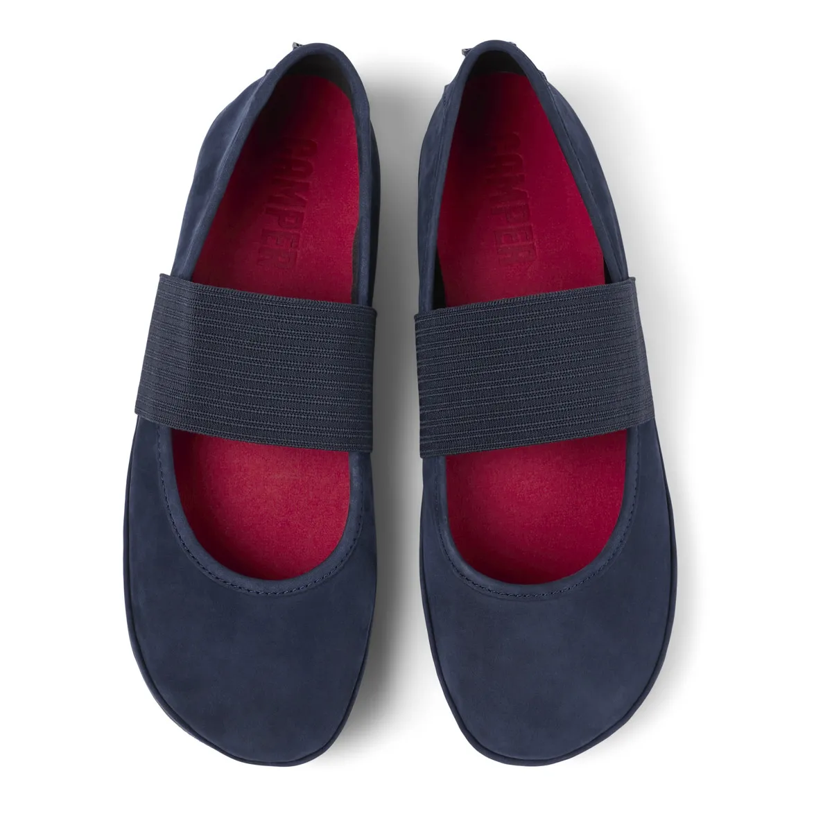 Marineblaue Ballerinas aus Wildleder mit Gummiband