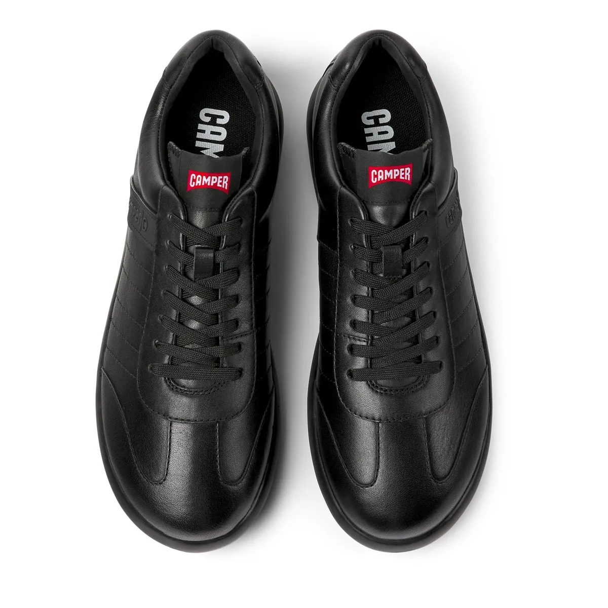 Schwarzer Low-Top-Sneaker aus Leder