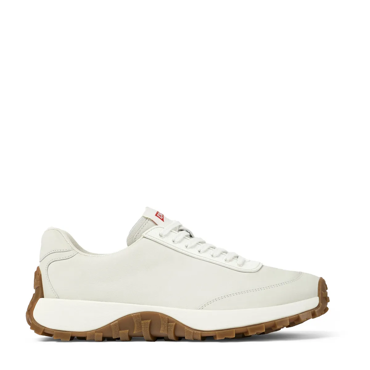 Creme-farbener Trail-Laufschuh aus Leder