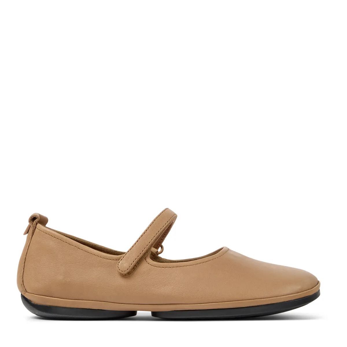 Hellbraune Mary Jane Ballerinas aus Leder