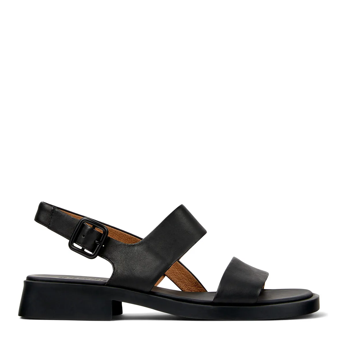 Minimalistische schwarze Lederriemchensandalen