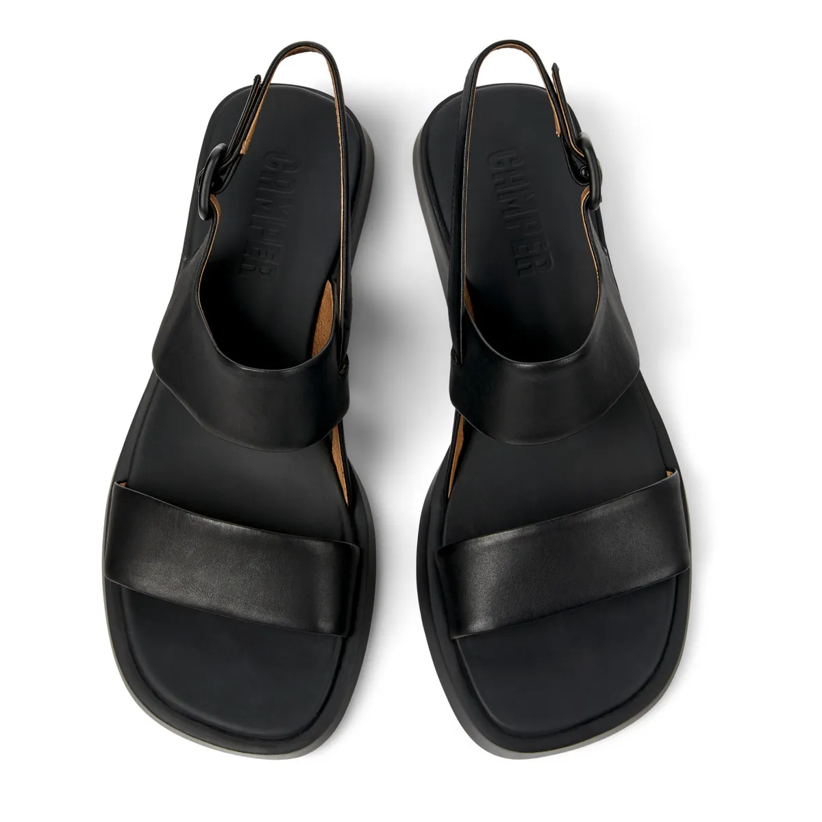 Minimalistische schwarze Lederriemchensandalen