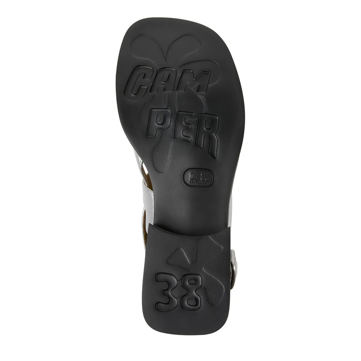 Silberne Leder Sandalen mit zwei Riemen und Blockabsatz