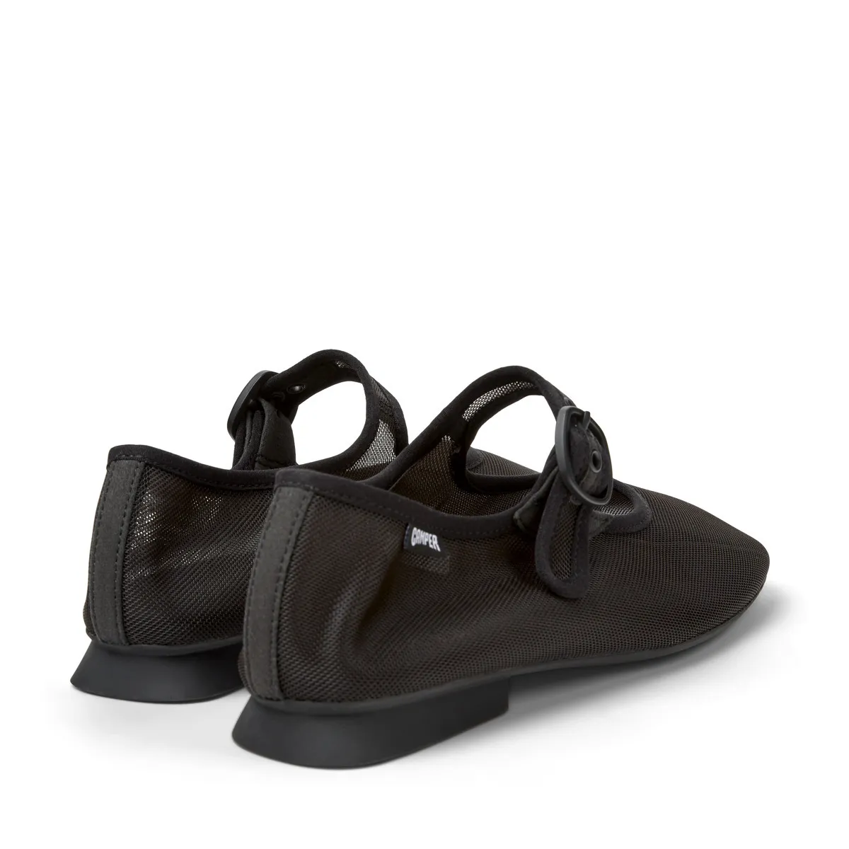 Schwarze Mary Jane Ballerinas aus Mesh