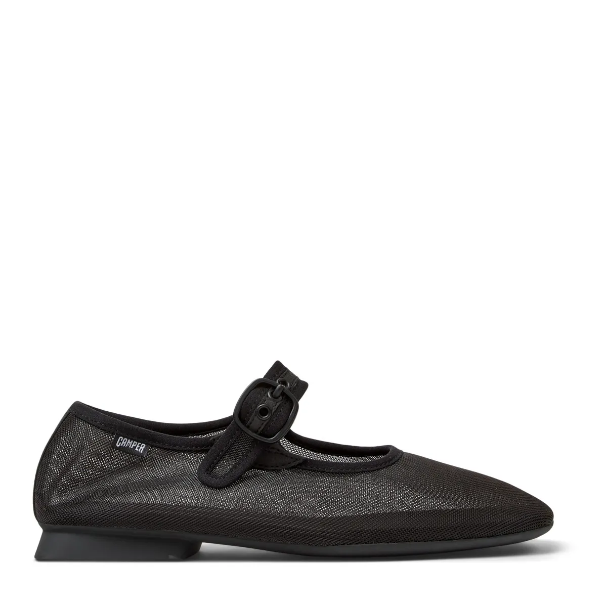 Schwarze Mary Jane Ballerinas aus Mesh