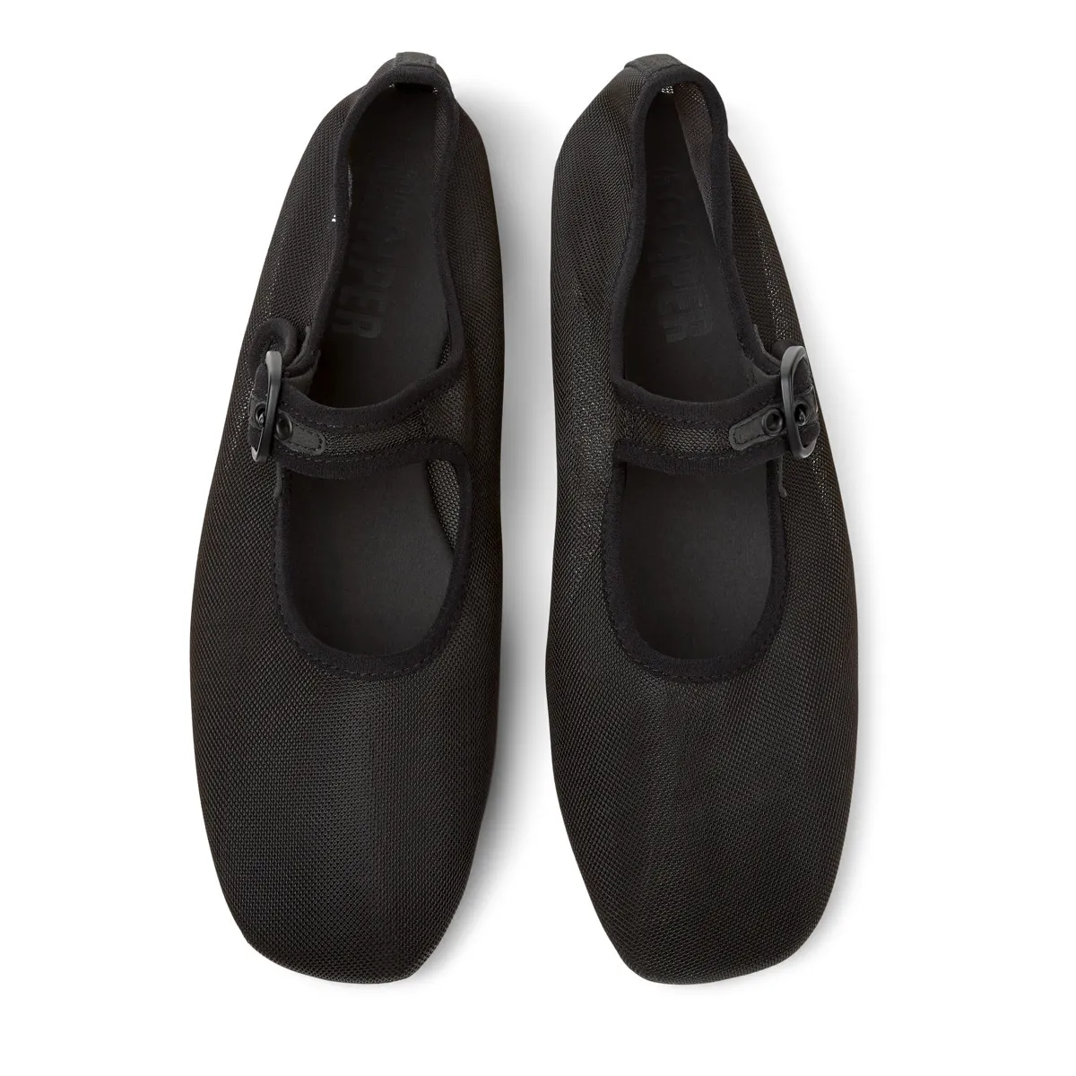 Schwarze Mary Jane Ballerinas aus Mesh