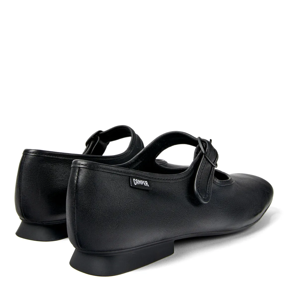Schwarze Mary Jane Ballerinas aus Leder
