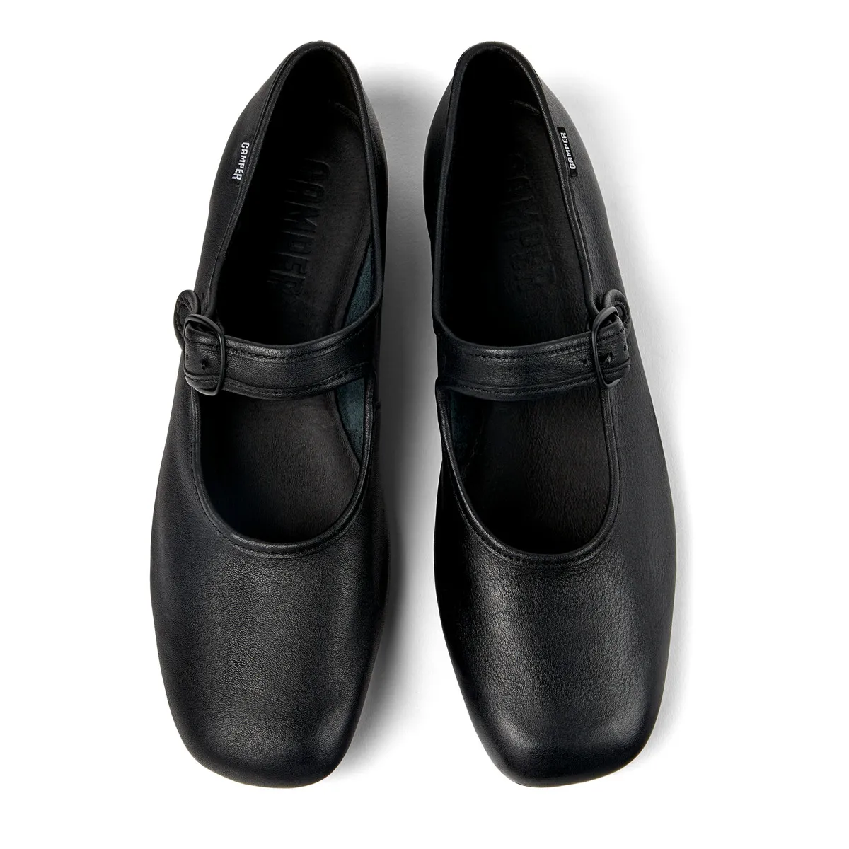 Schwarze Mary Jane Ballerinas aus Leder