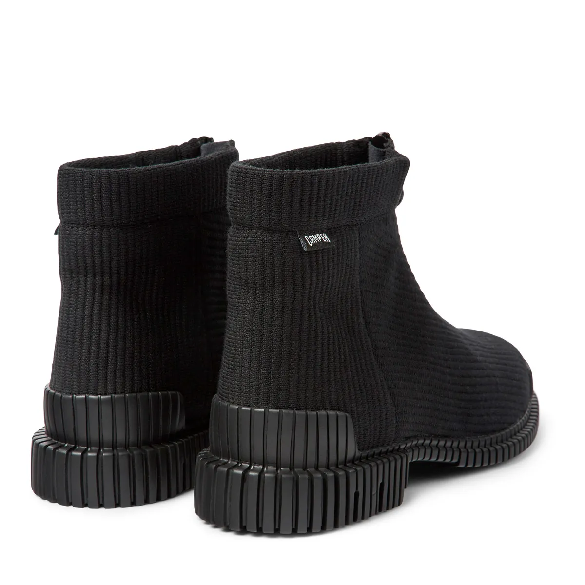 Schwarze Strick-Stiefeletten mit Reißverschluss