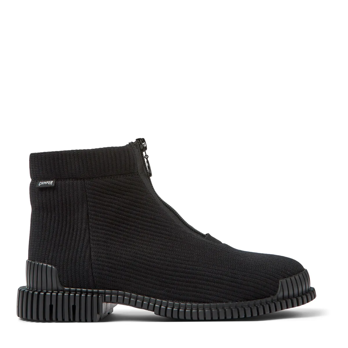 Schwarze Strick-Stiefeletten mit Reißverschluss