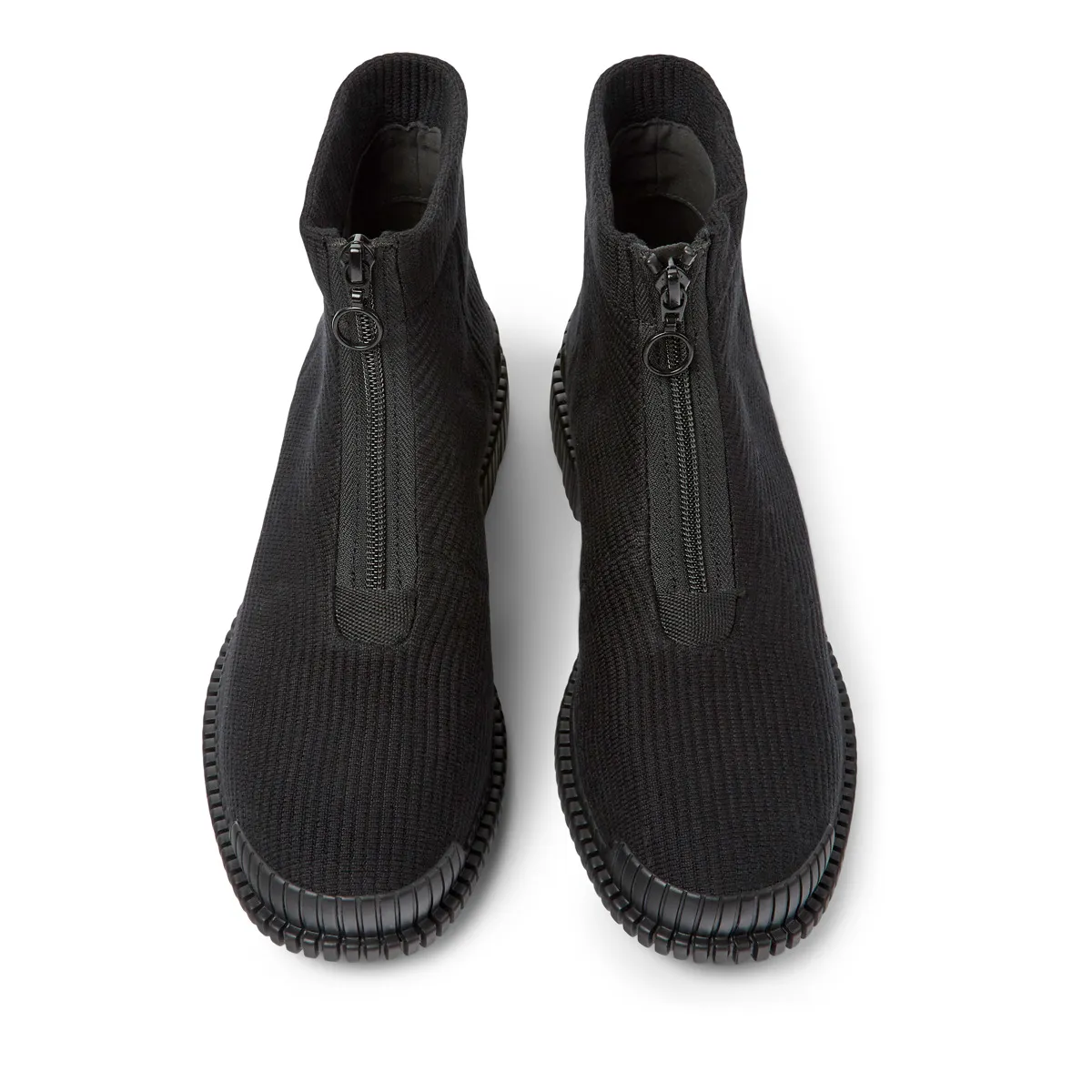 Schwarze Strick-Stiefeletten mit Reißverschluss