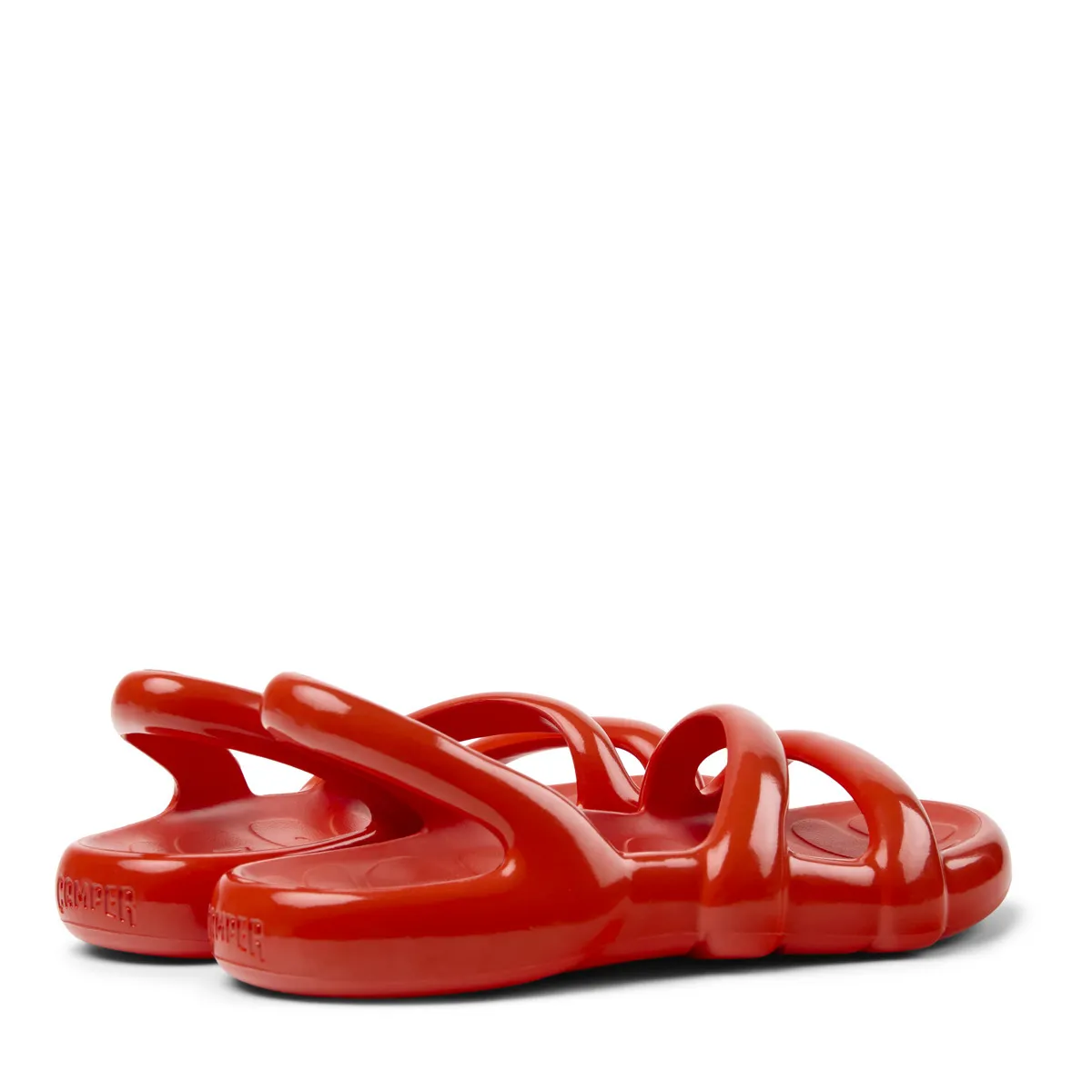 Rote skulpturale Riemchensandalen Kobarah Flat
