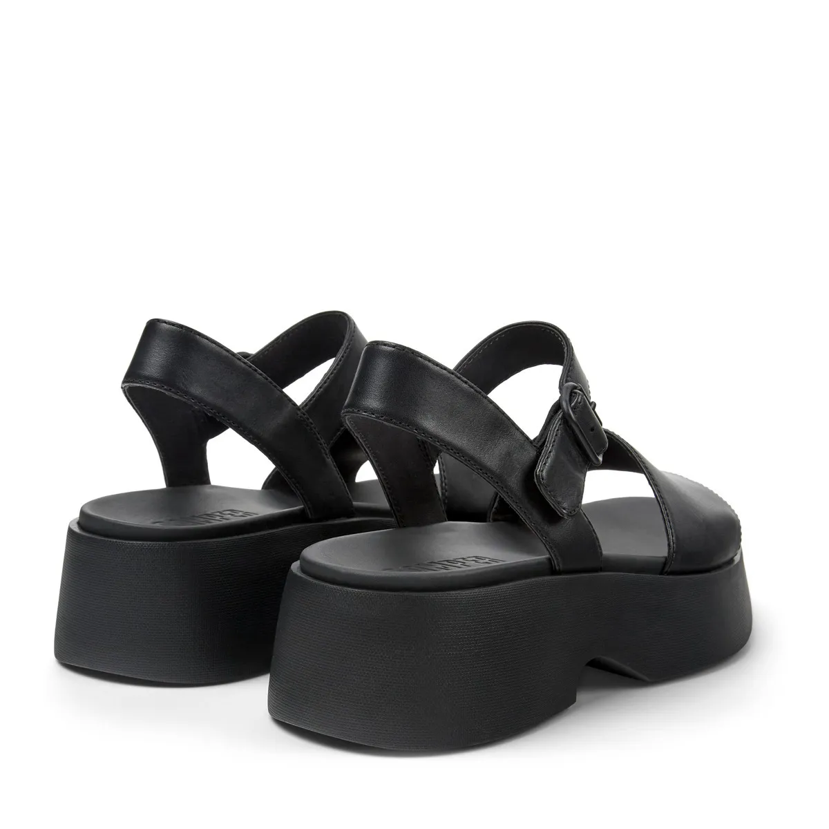 Plateau-Ledersandalen mit Knöchelriemen