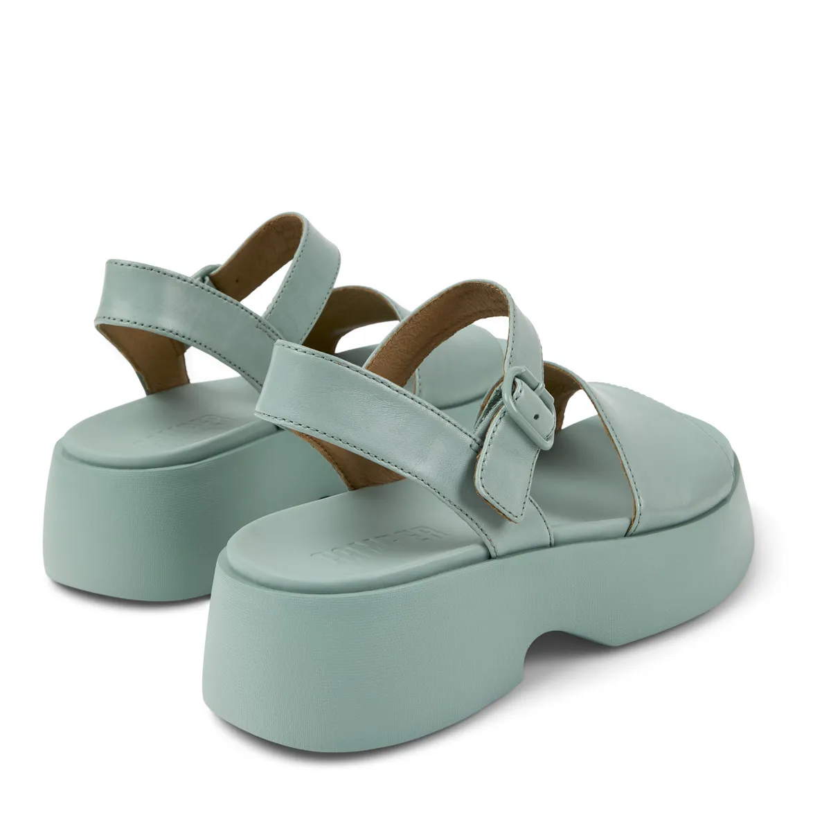 Plateau Ledersandalen mit Knöchelriemen