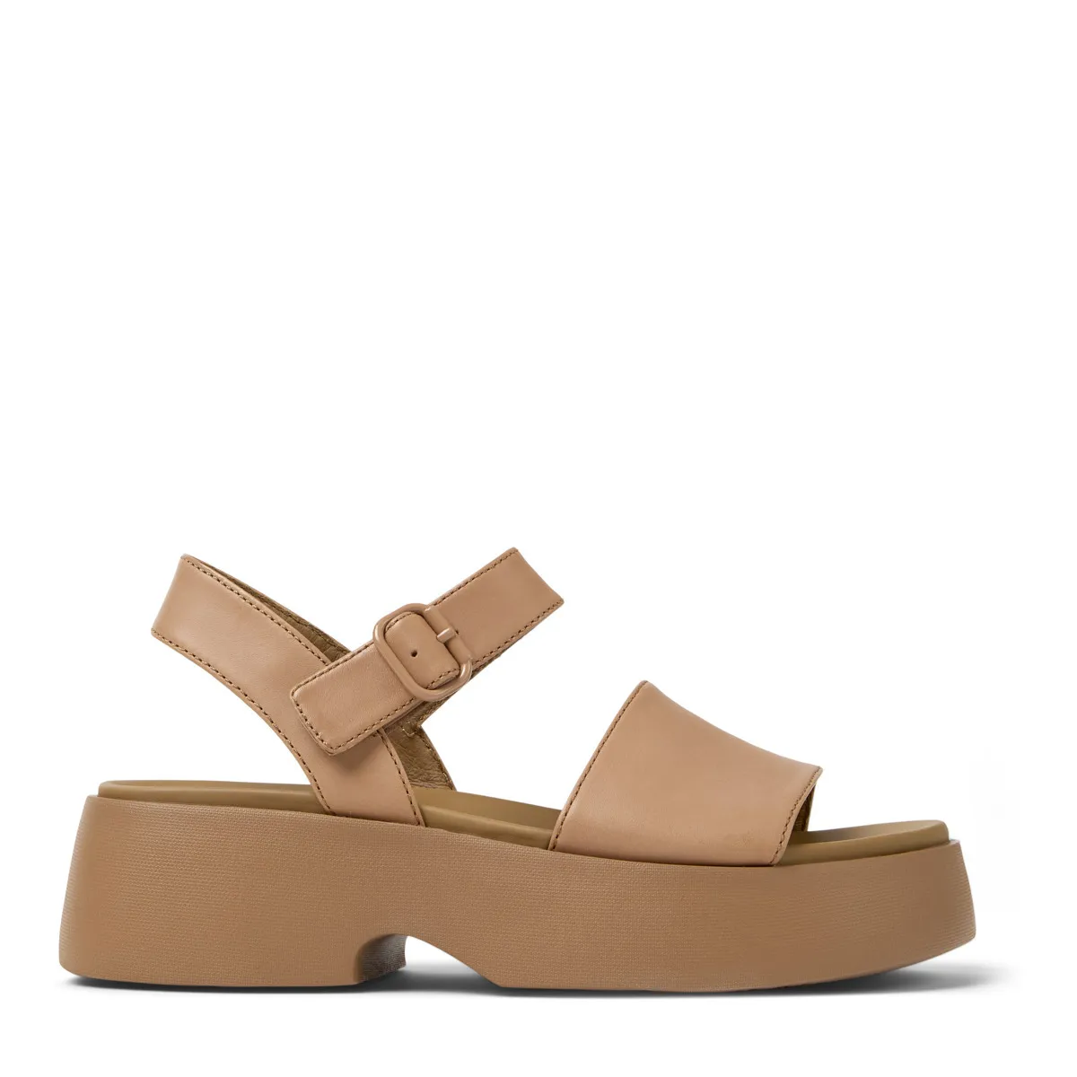 Plateau-Ledersandalen mit Schnalle