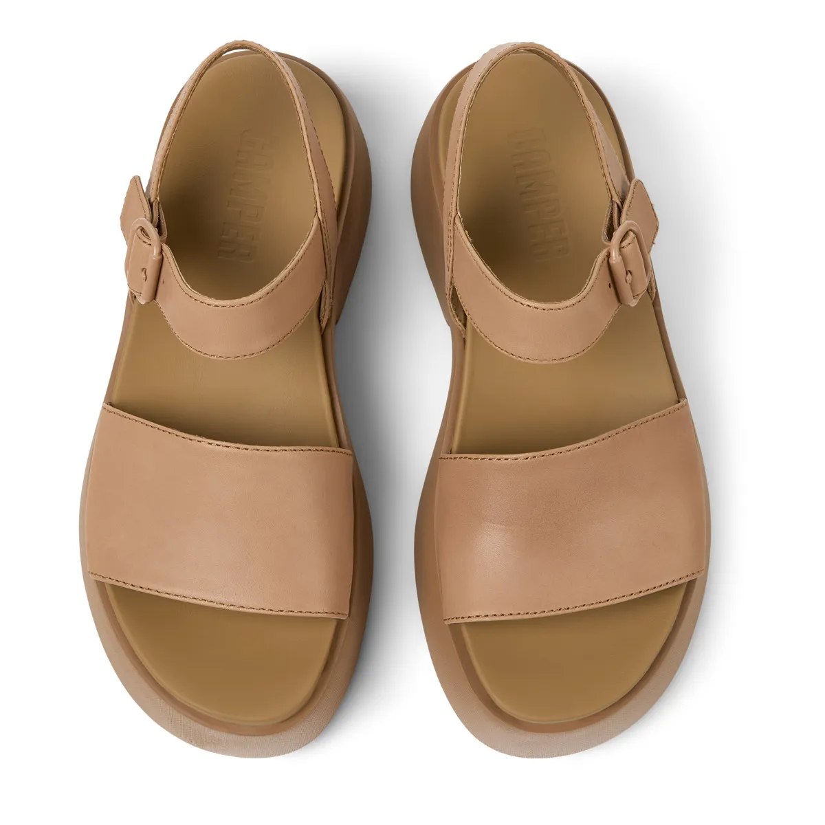 Plateau-Ledersandalen mit Schnalle
