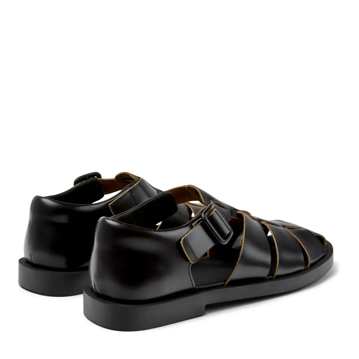 Schwarze Ledersandalen Fisherman Don