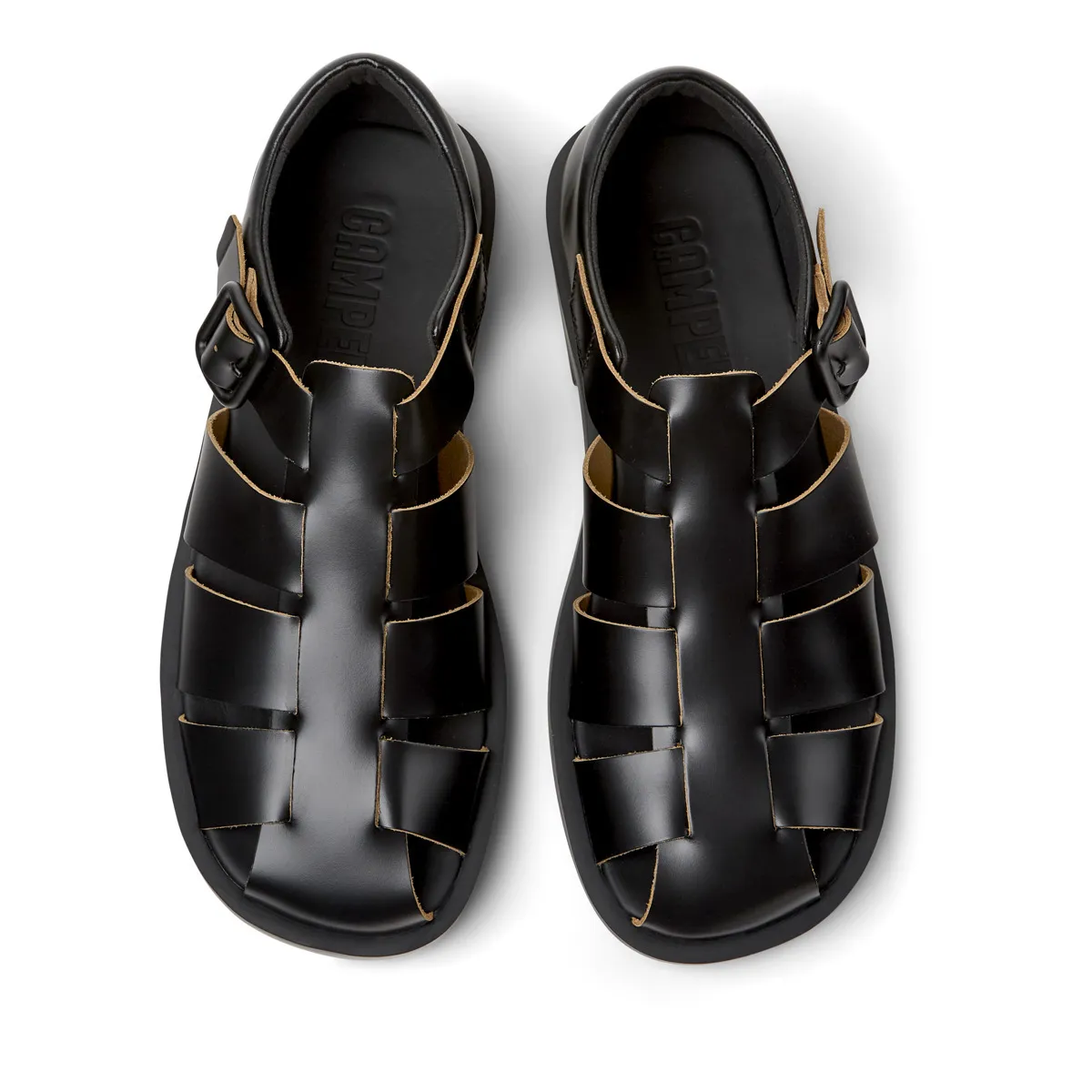 Schwarze Ledersandalen Fisherman Don