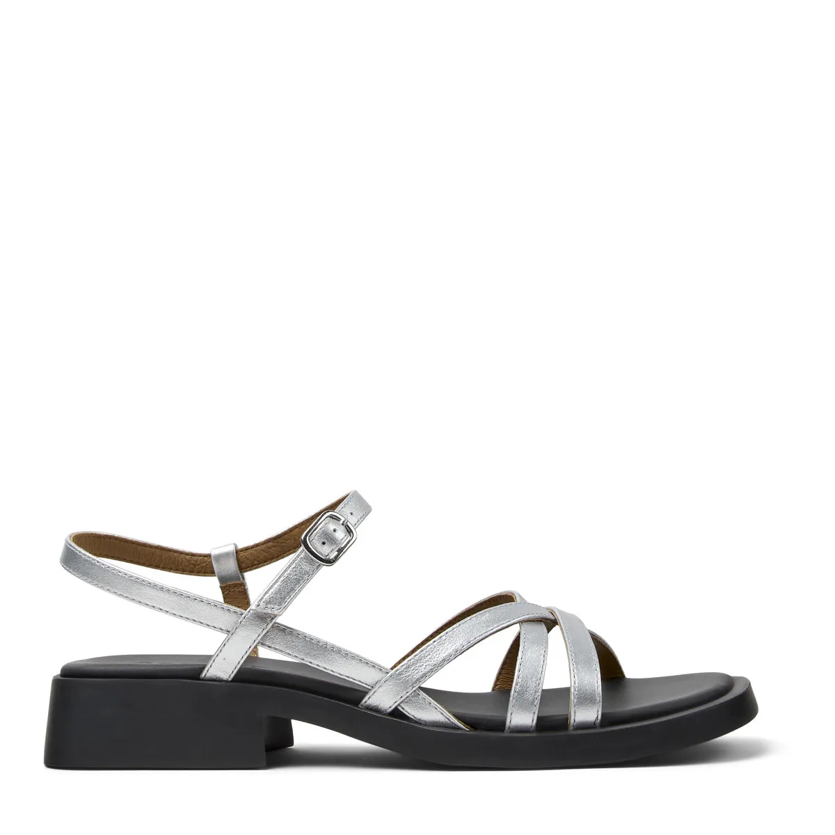 Silberne Riemchensandalen mit Absatz Dana
