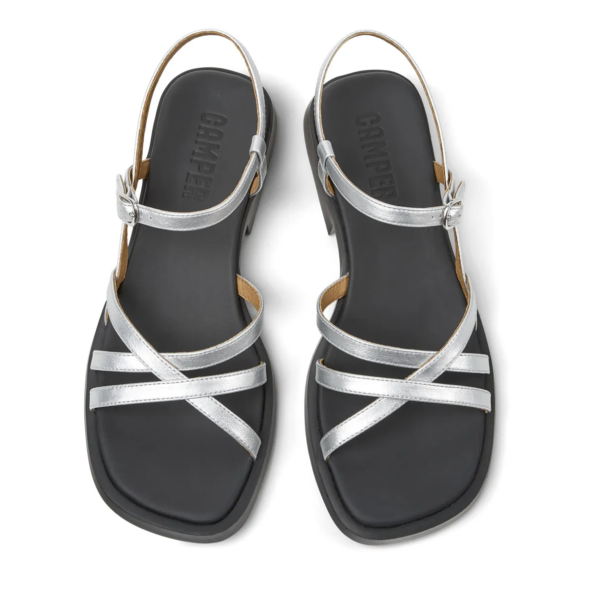 Silberne Riemchensandalen mit Absatz Dana