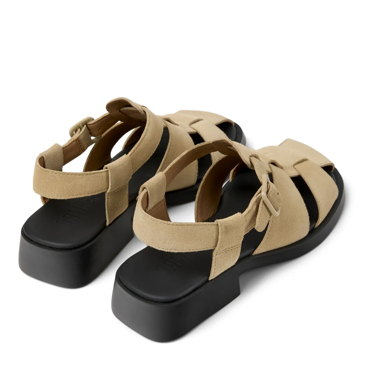 Gewebte Riemchensandalen mit Absatz aus Leder